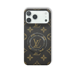 Luxury Leather Monogram iPhone Case With Magnetic Stand Big Printing For iPhone 17 Series-RCLV069 - Runycase