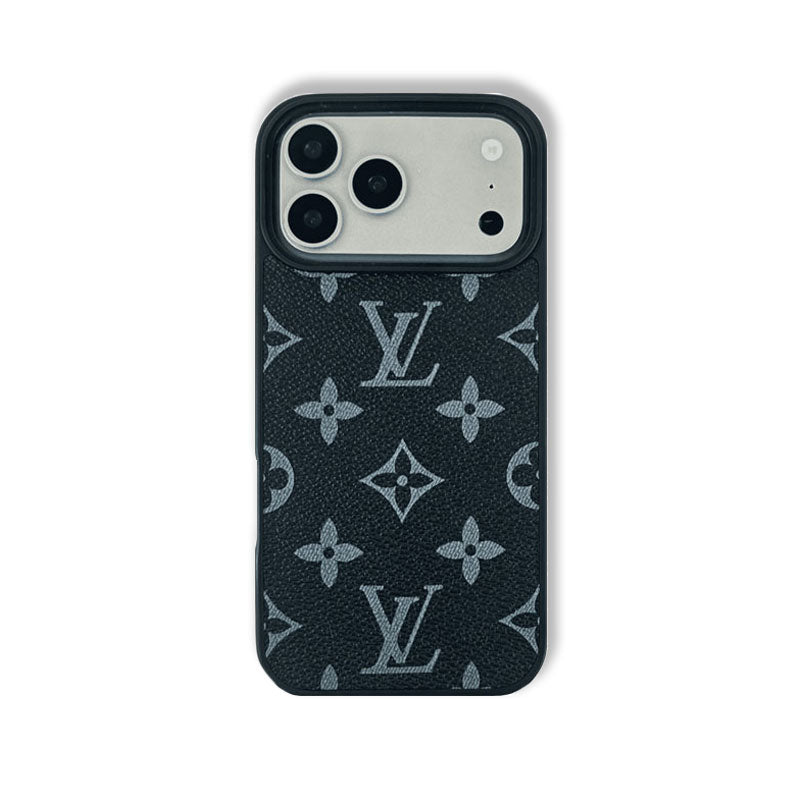 Monogram Premium Leather iPhone Case Black Printing-RCLV067