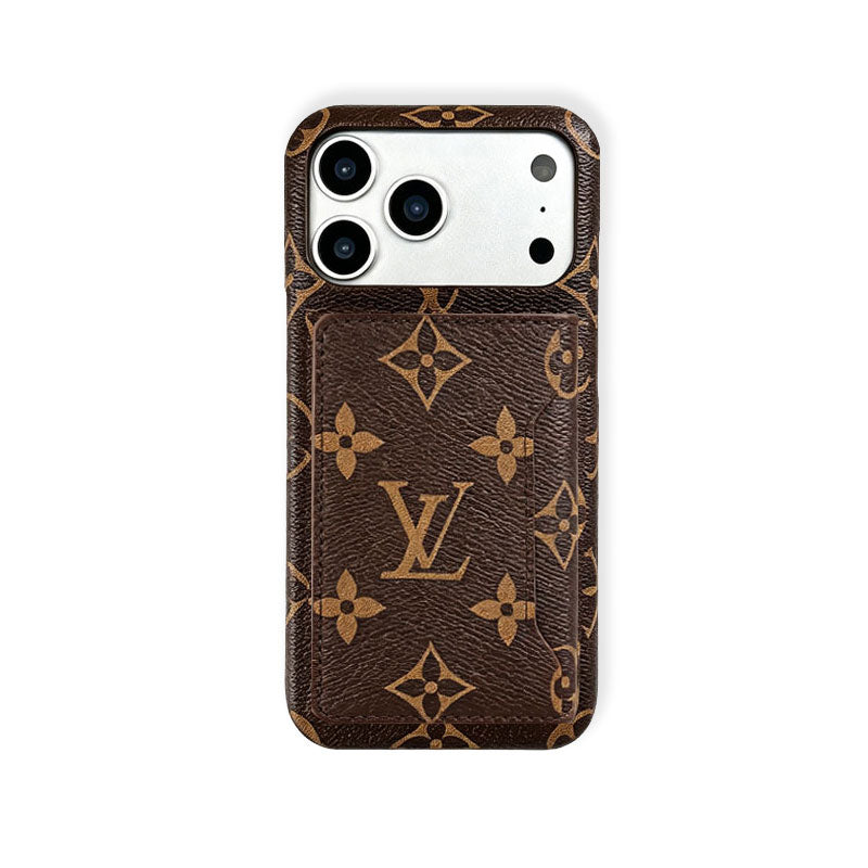 Premium Leather Monogram iPhone Case With Wallet For iPhone 17 Series-RCLV176