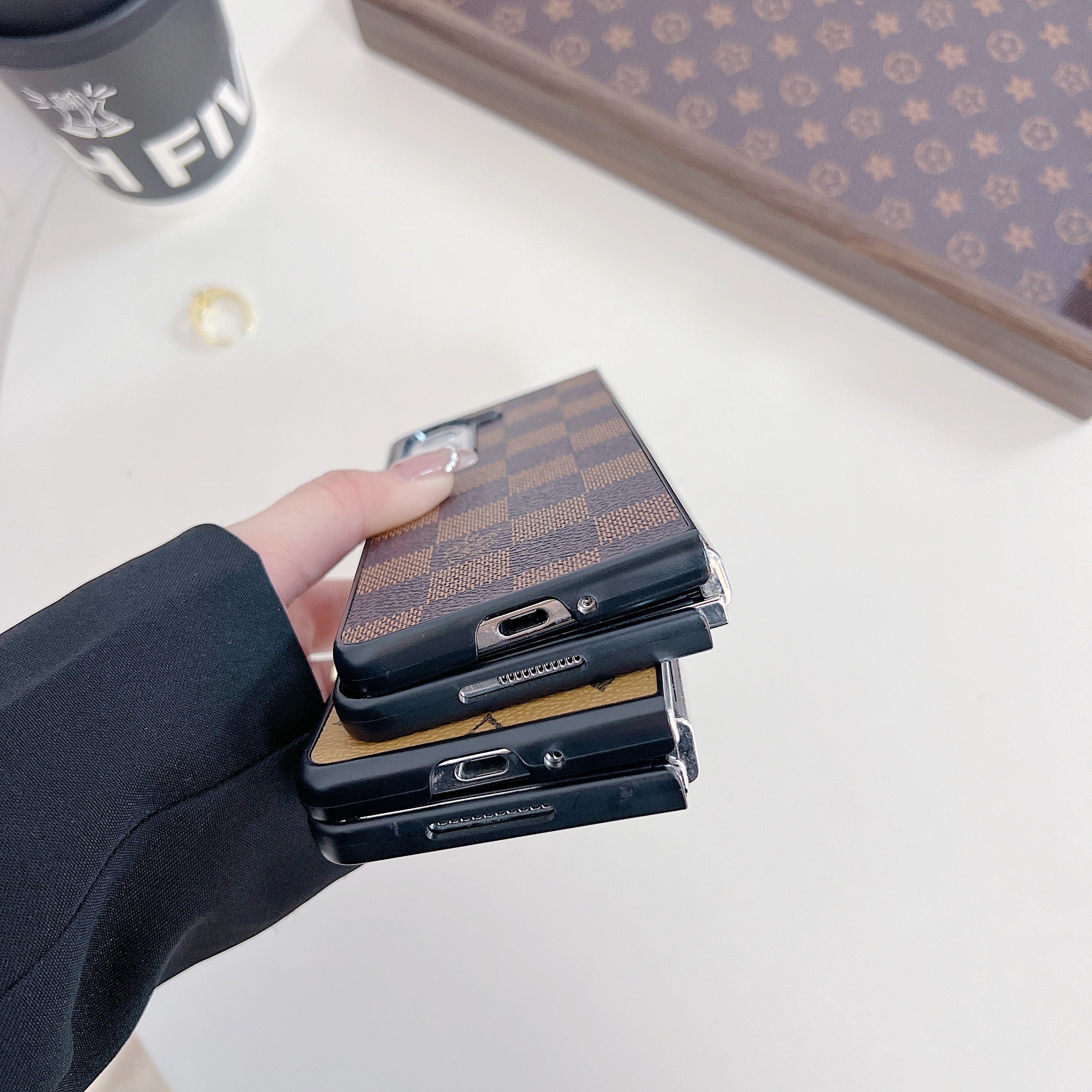 Premium Leather Monogram Samsung Galaxy Z Fold Series Case -RCLV104 - Runycase