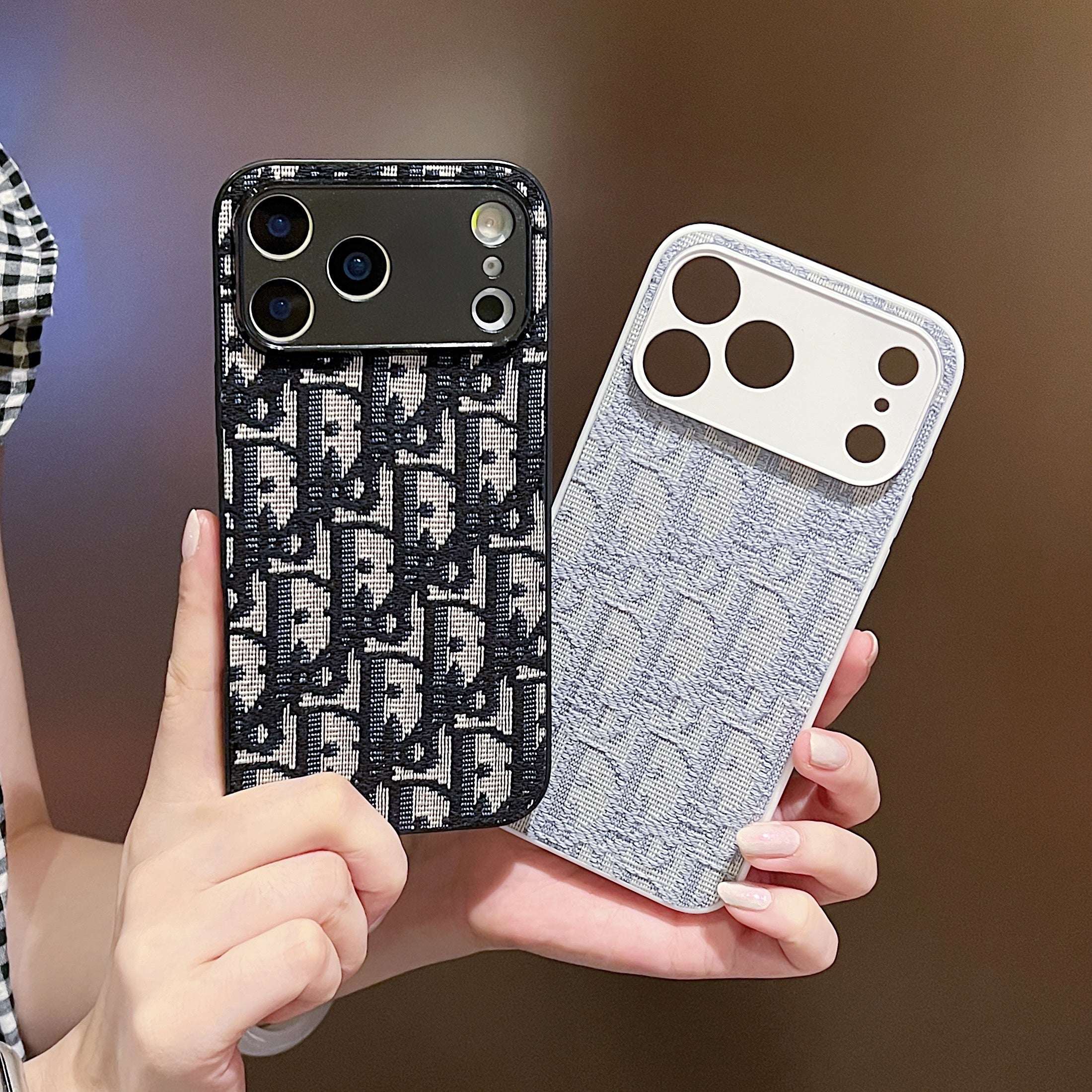 Leather CD iPhone Case With Lens Protection For iPhone 17 Series Black-RCCD157