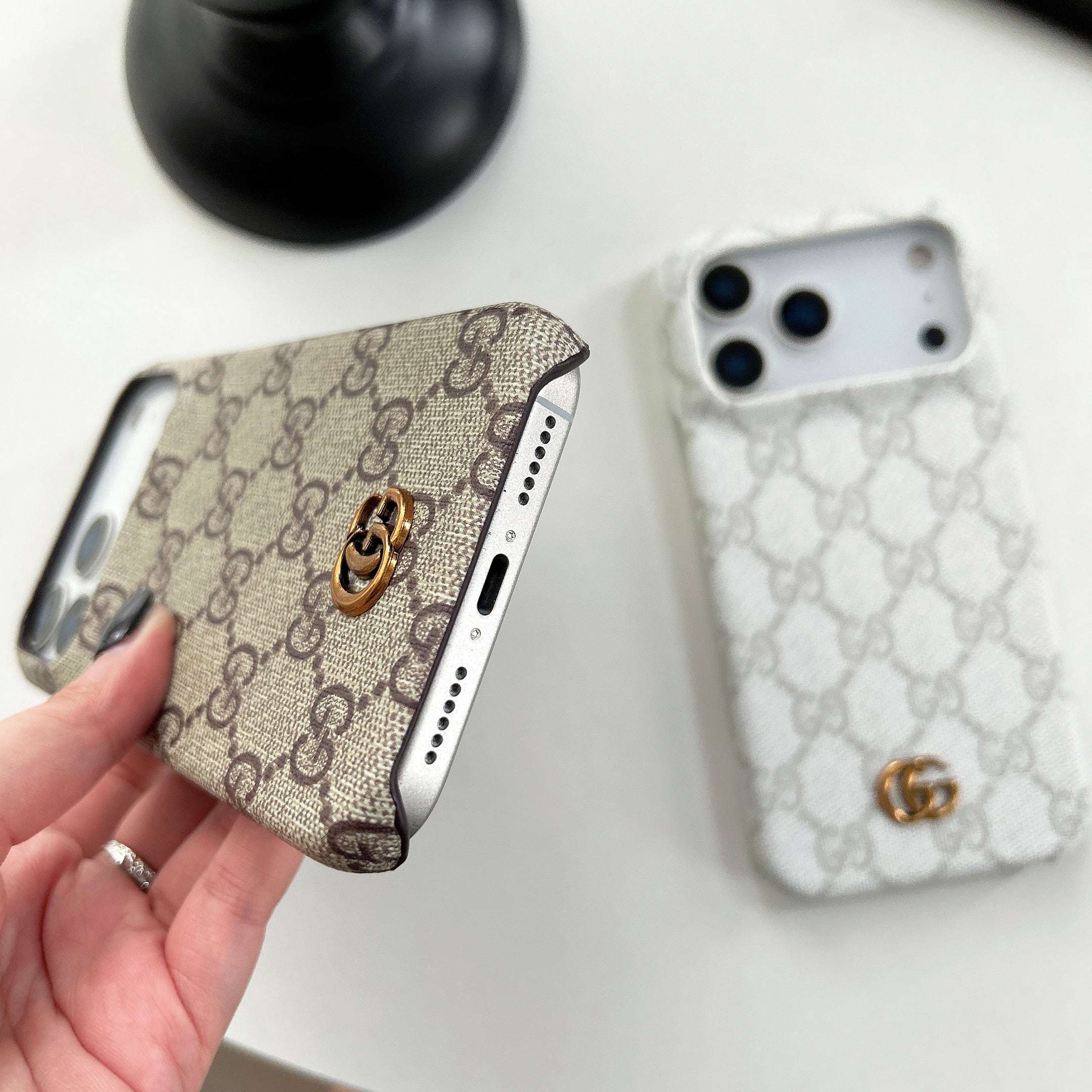 Classic Leather GG iPhone Case For iPhone 17 Series Brown-RCGG151