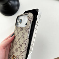 Étui iPhone en cuir classique GG pour iPhone série 17 Marron-RCGG151