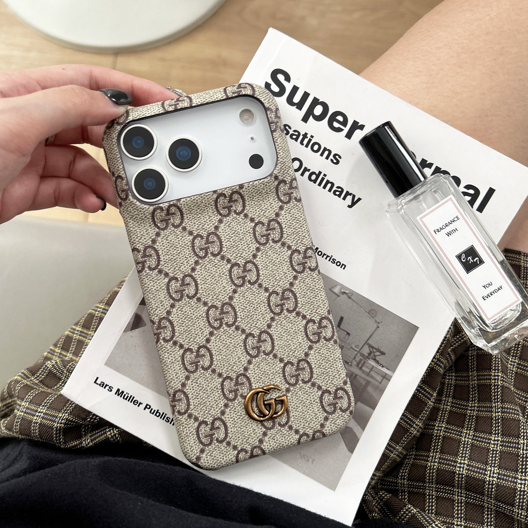 Classic Leather GG iPhone Case For iPhone 17 Series Brown-RCGG151