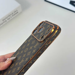 Monogram Elegant Leather iPhone Case Small Printing For iPhone 17 Series-RCLV057 - Runycase
