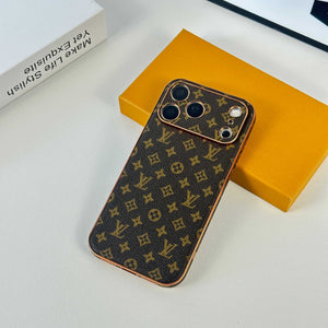 Monogram Elegant Leather iPhone Case Small Printing For iPhone 17 Series-RCLV057 - Runycase