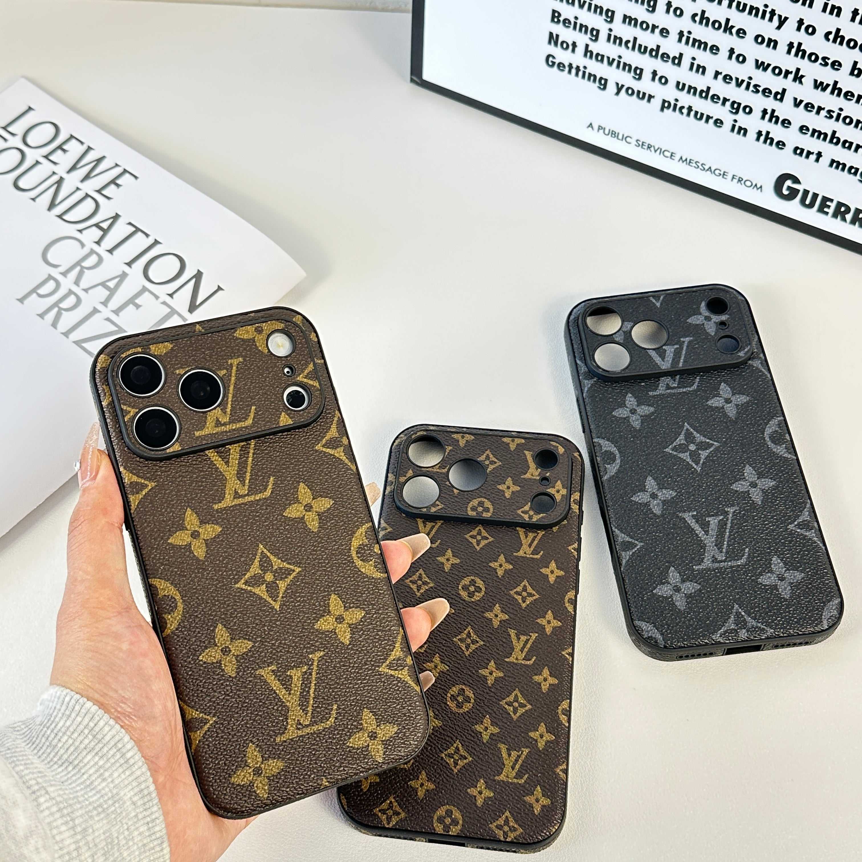 Monogram Stylish Leather iPhone Case Big Printing For iPhone 17 Series-RCLV059 - Runycase