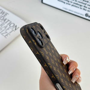 Monogram Premium Leather iPhone Case Small Printing For iPhone 17 Series-RCLV060 - Runycase