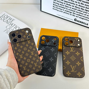 Monogram Premium Leather iPhone Case Small Printing For iPhone 17 Series-RCLV060 - Runycase