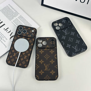 Monogram Luxury Leather Magnetic iPhone Case（Compatible With Magsafe）For iPhone 17 Series-RCLV065 - Runycase