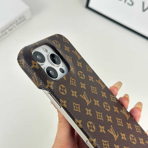 Monogram Leather Magnetic iPhone Case（Compatible With Magsafe）Small Printing -RCLV037 - Runycase