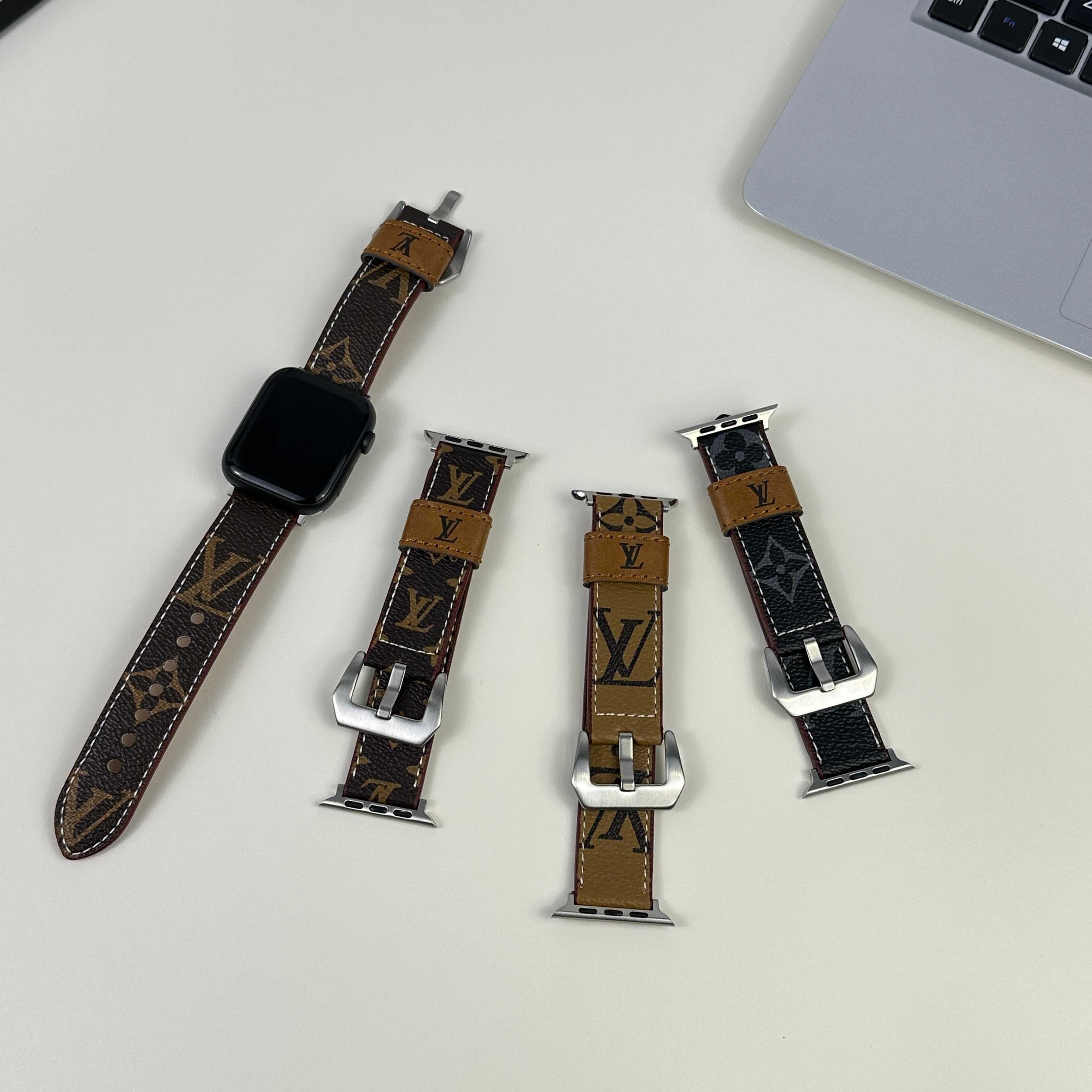 Monogram Elegant Leather Apple Watch Band Big Printing-RCLV039 - Runycase