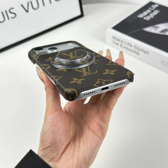 Luxury Leather Monogram iPhone Case With Magnetic Stand Big Printing For iPhone 17 Series-RCLV069 - Runycase