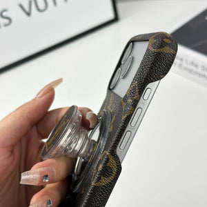 Luxury Leather Monogram iPhone Case With Magnetic Stand Big Printing For iPhone 17 Series-RCLV069 - Runycase