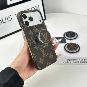 Luxury Leather Monogram iPhone Case With Magnetic Stand Big Printing For iPhone 17 Series-RCLV069 - Runycase