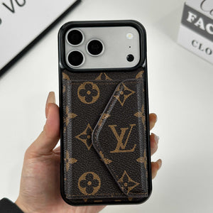 Elegant Leather Monogram iPhone Case With Wallet Big Printing For iPhone 17 Series-RCLV084 - Runycase