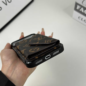Elegant Leather Monogram iPhone Case With Wallet Big Printing For iPhone 17 Series-RCLV084 - Runycase