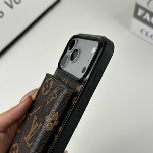 Elegant Leather Monogram iPhone Case With Wallet Big Printing For iPhone 17 Series-RCLV084 - Runycase