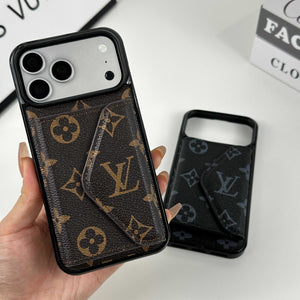 Elegant Leather Monogram iPhone Case With Wallet Big Printing For iPhone 17 Series-RCLV084 - Runycase