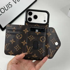 Elegant Leather Monogram iPhone Case With Wallet Big Printing For iPhone 17 Series-RCLV084 - Runycase