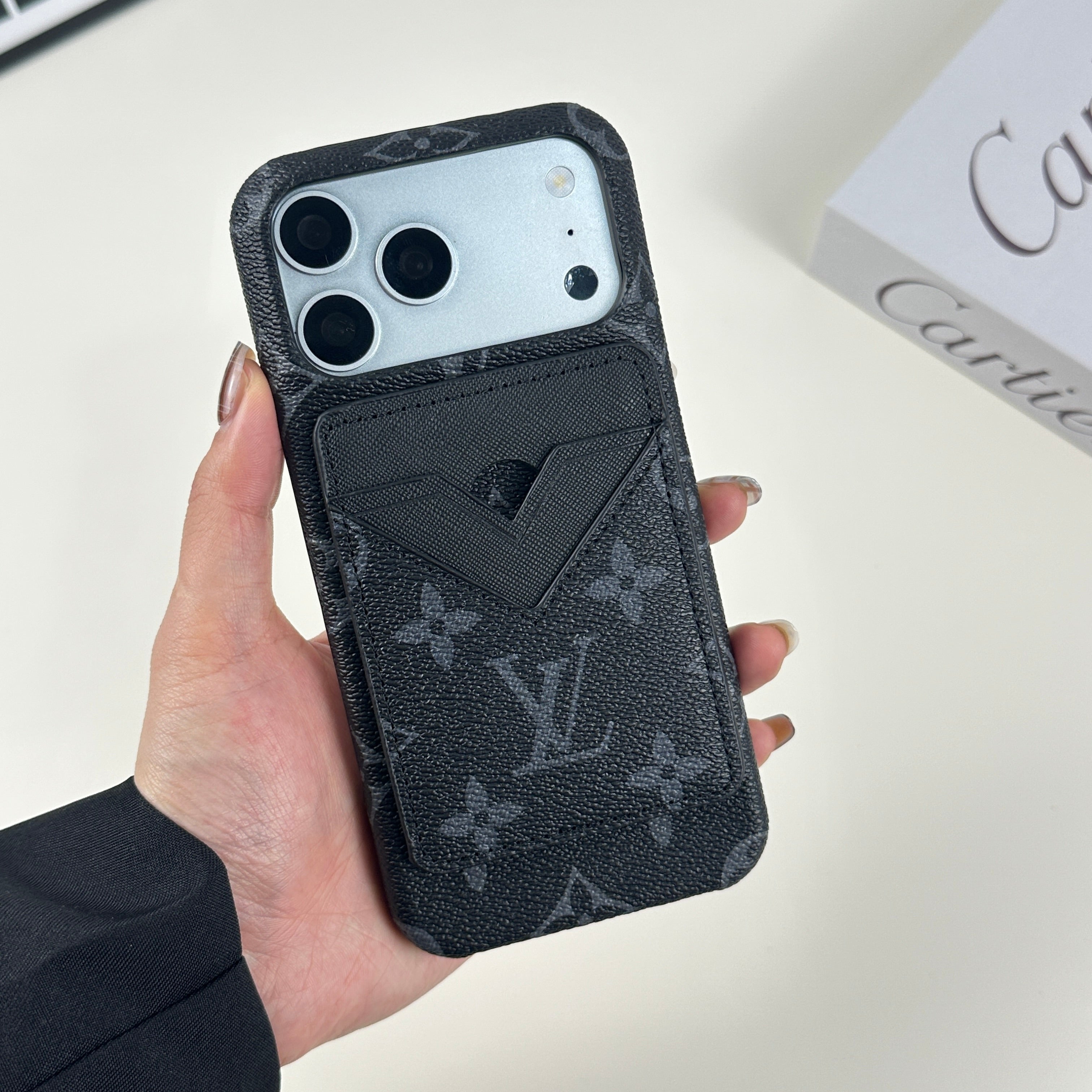 Monogram Stylish Leather Magnetic Wallet Black Printing-RCLV051