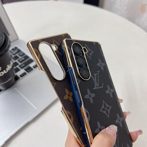 Luxury Leather Monogram Samsung Galaxy Z Fold Series Case-RCLV096 - Runycase