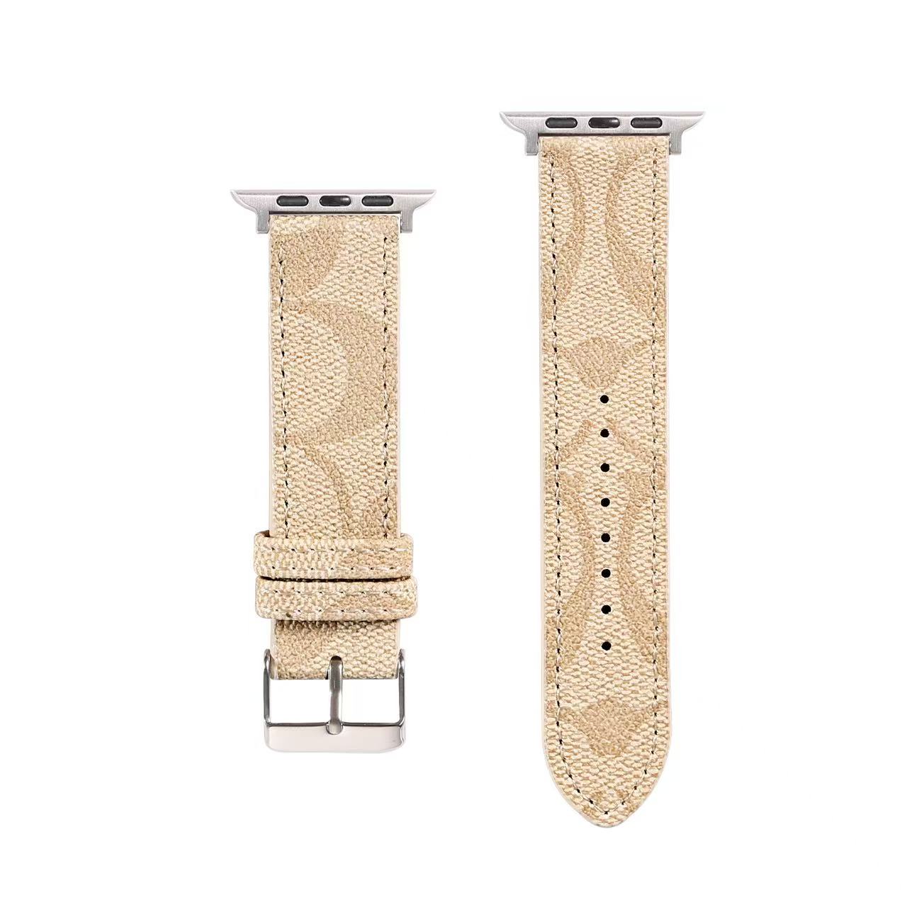 Luxury Leather CH Apple Watch Band Coffee-RCCH106 - Runycase