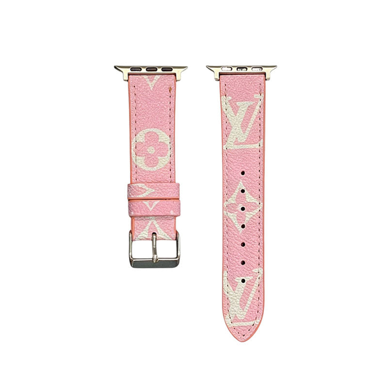 Refined Leather Monogram Apple Watch Band Big Printing-RCLV109 - Runycase
