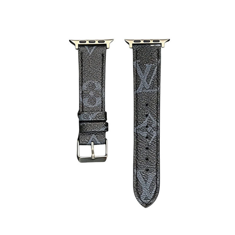 Refined Leather Monogram Apple Watch Band Big Printing-RCLV109 - Runycase