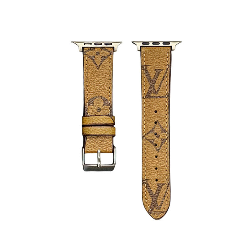 Refined Leather Monogram Apple Watch Band Big Printing-RCLV109 - Runycase