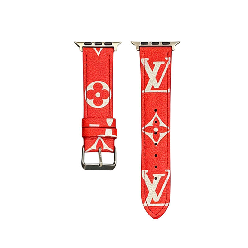 Refined Leather Monogram Apple Watch Band Big Printing-RCLV109 - Runycase