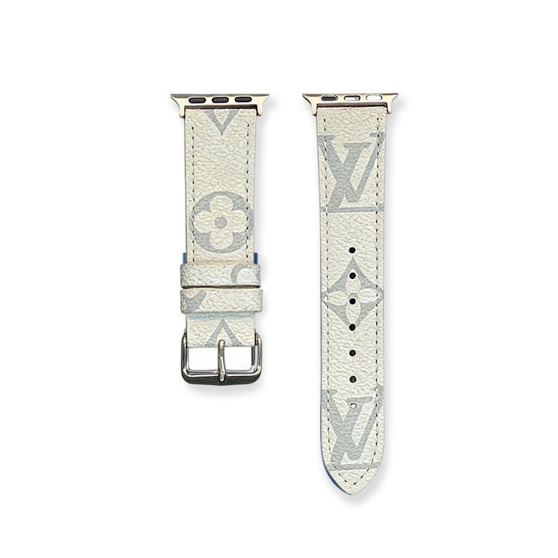 Refined Leather Monogram Apple Watch Band Big Printing-RCLV109 - Runycase