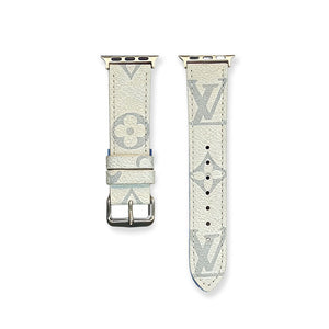 Refined Leather Monogram Apple Watch Band Big Printing-RCLV109 - Runycase