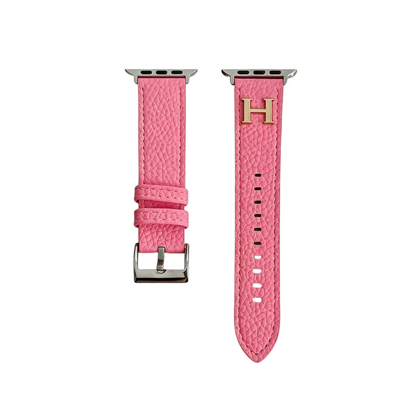 Elegant Leather H Apple Watch Band Orange-RCH110 - Runycase