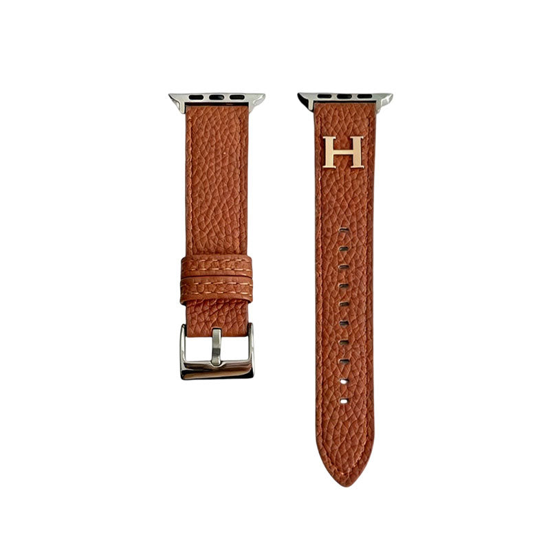 Elegant Leather H Apple Watch Band Orange-RCH110 - Runycase