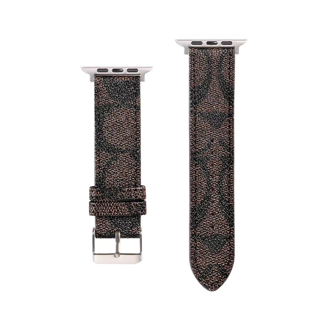 Luxury Leather CH Apple Watch Band Coffee-RCCH106 - Runycase