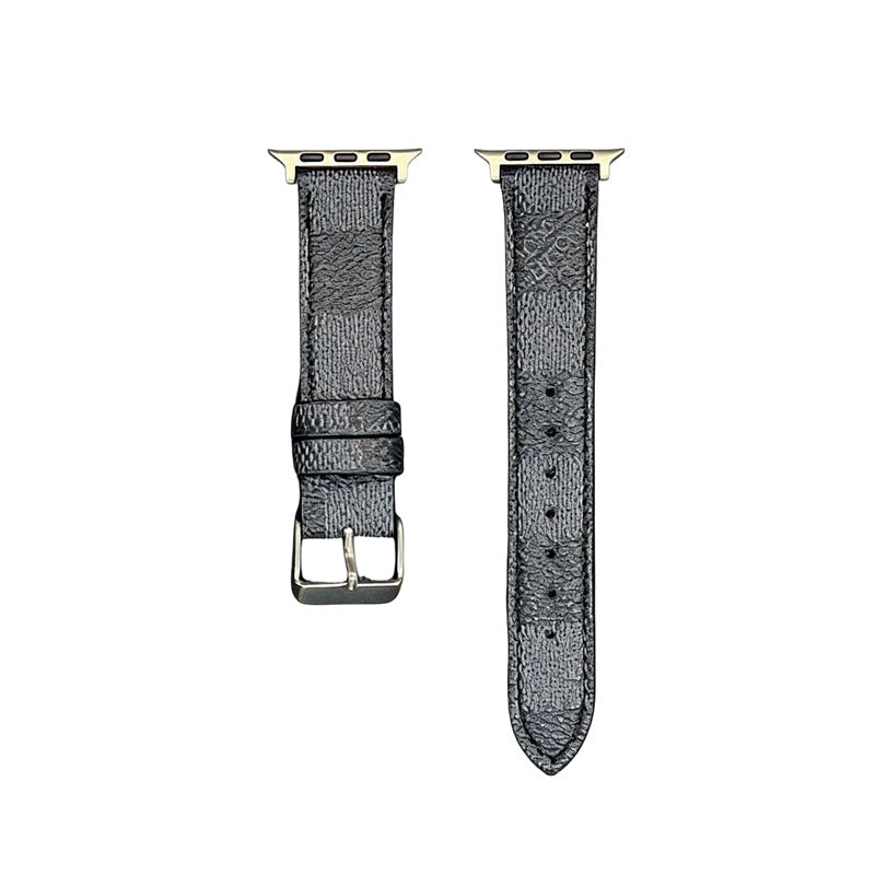 Premium Leather Monogram Apple Watch Band Small Printing-RCLV113 - Runycase