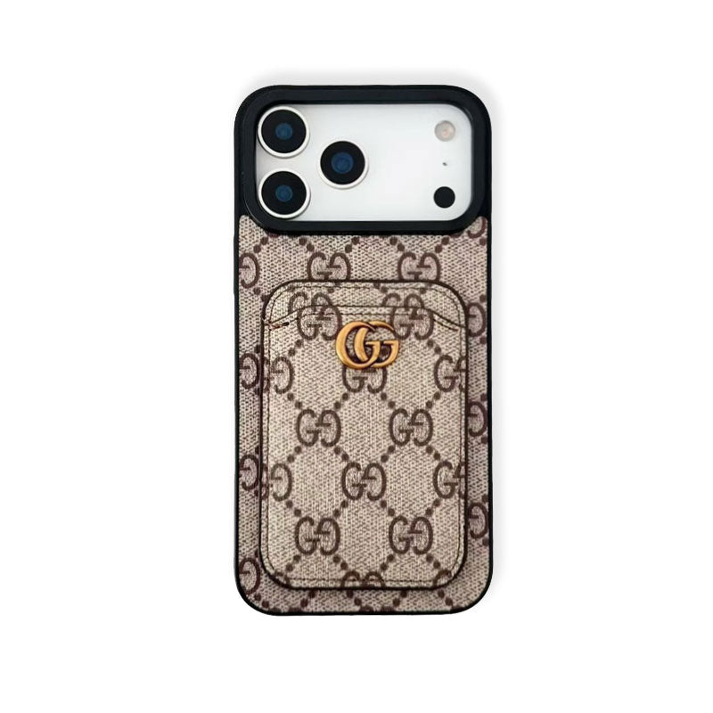 Élégante coque GG pour iPhone avec porte-cartes pour la série iPhone 17-RCGG180