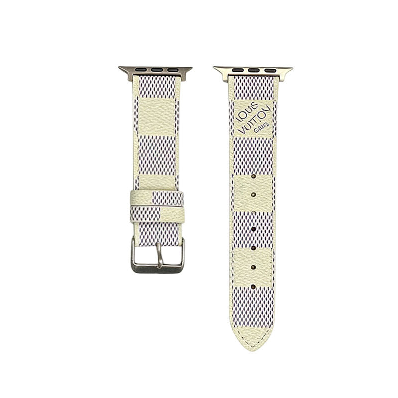 Premium Leather Monogram Apple Watch Band Small Printing-RCLV113 - Runycase