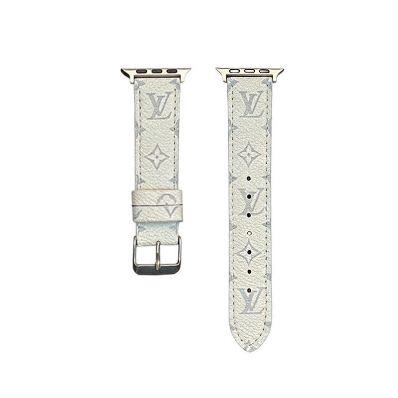 Premium Leather Monogram Apple Watch Band Small Printing-RCLV113 - Runycase