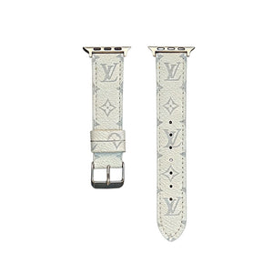 Premium Leather Monogram Apple Watch Band Small Printing-RCLV113 - Runycase