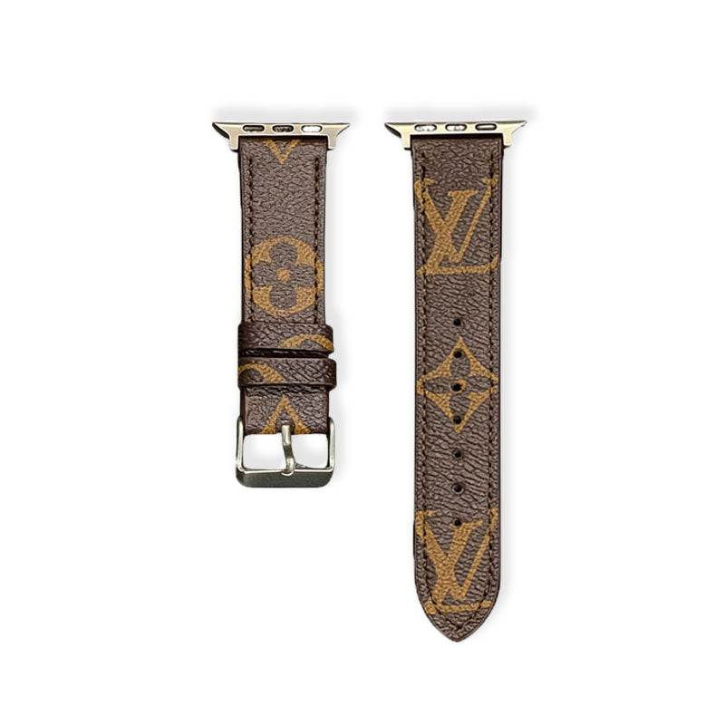 Refined Leather Monogram Apple Watch Band Big Printing-RCLV109 - Runycase