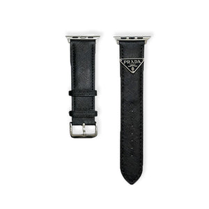 Classic Leather PR Apple Watch Band Black Printing-RCPR112 - Runycase