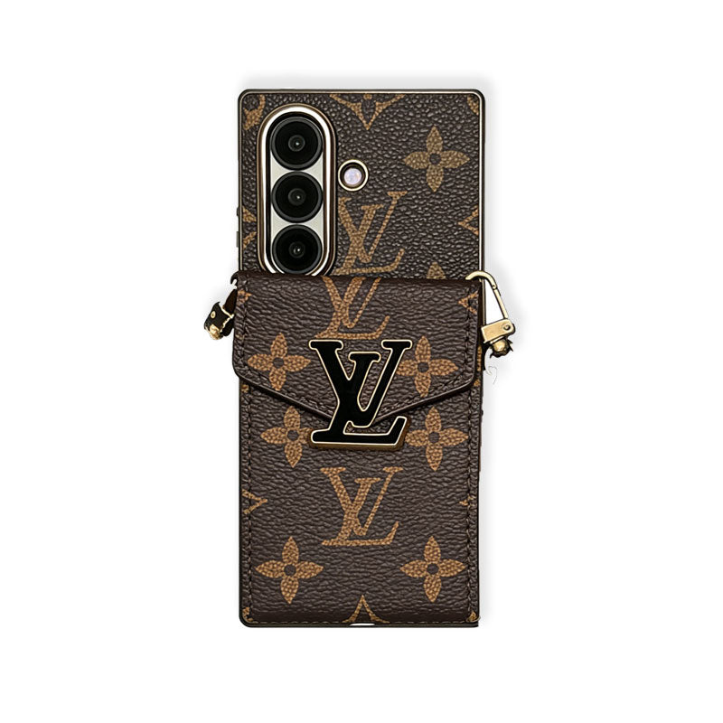 Luxury Monogram Samsung Galaxy Z Fold Series Case With Card Holder And Strap-RCLV093 - Runycase