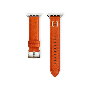 Elegant Leather H Apple Watch Band Orange-RCH110 - Runycase