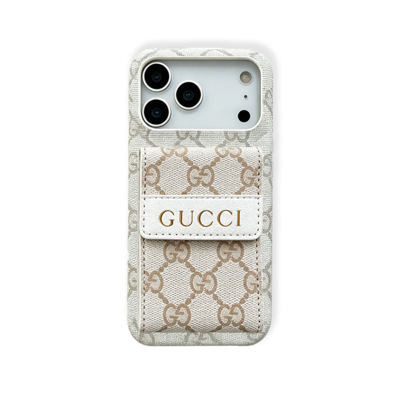 Luxury  GG iPhone Case With Card Holder For iPhone 17 Series-RCGG181