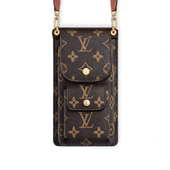 Premium Leather Monogram Crossbody Phone Bag-RCLV159