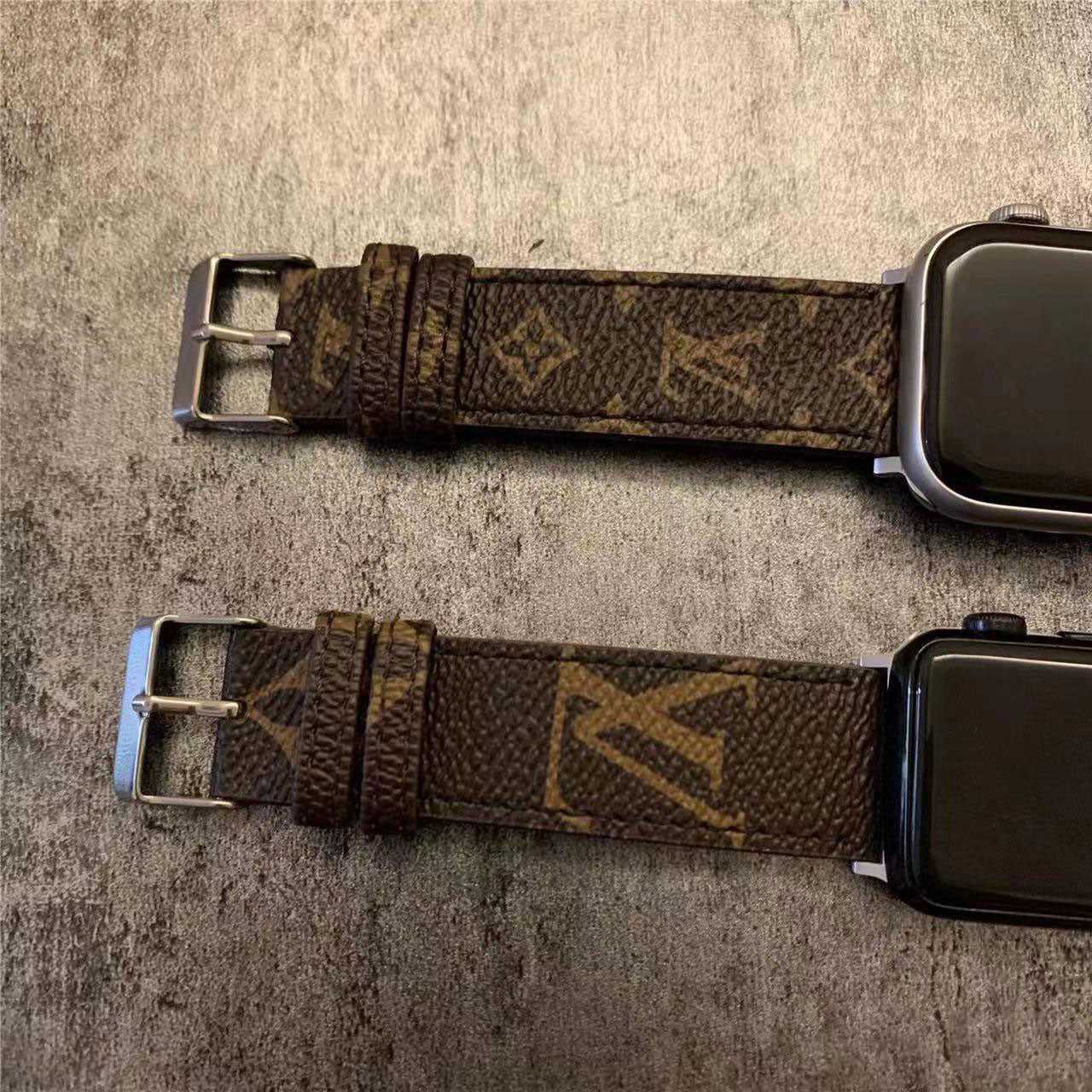 Premium Leather Monogram Apple Watch Band Small Printing-RCLV113 - Runycase