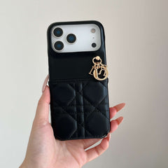 Élégante Coque iPhone en Cuir avec Porte-Cartes Noir pour iPhone 17 Series-RCCD153