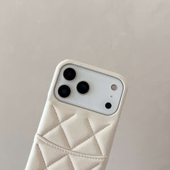 Étui iPhone en cuir de luxe avec porte-cartes blanc pour iPhone 17 Series-RCCC158